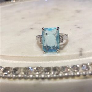 Elegant Sterling 925 Silver Blue Gemstone Ring